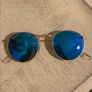 Blue mirrored rounders - polarized